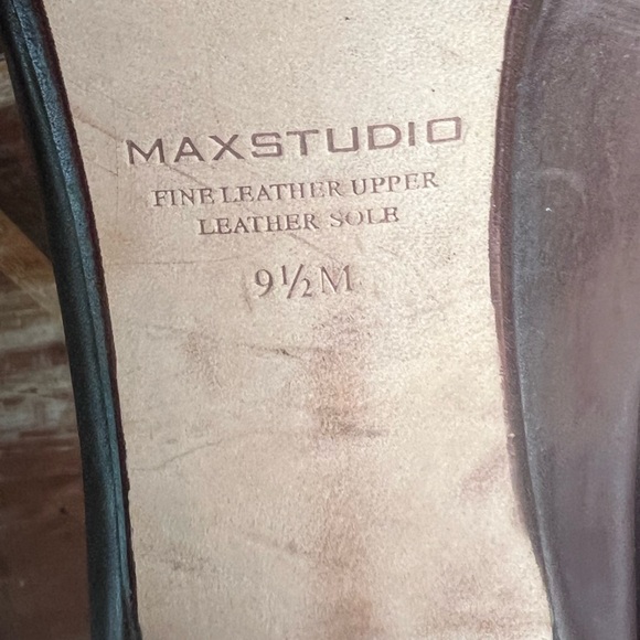 Max Studio Brown Studded Soft Brown Leather Peep Toe Heels Size 9.5 - Picture 9 of 9